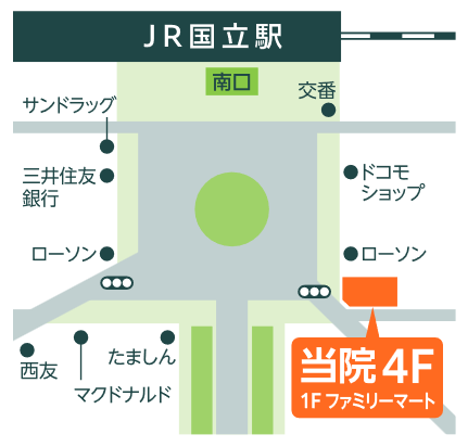 国立駅前やすらいクリニック地図