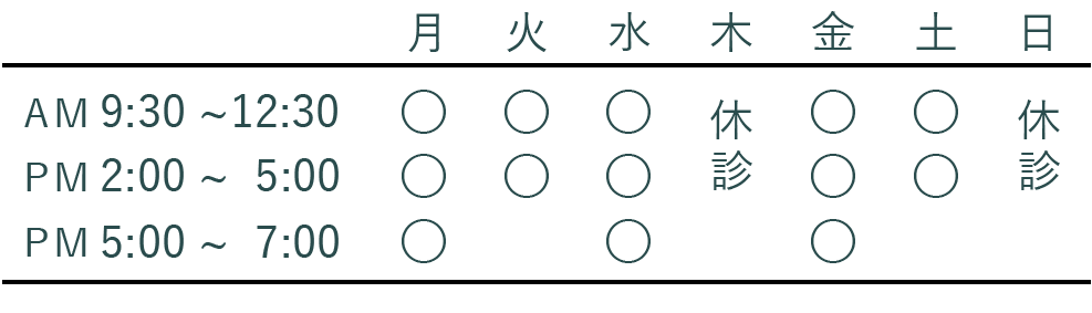 国立やすらいクリニック　診療時刻表